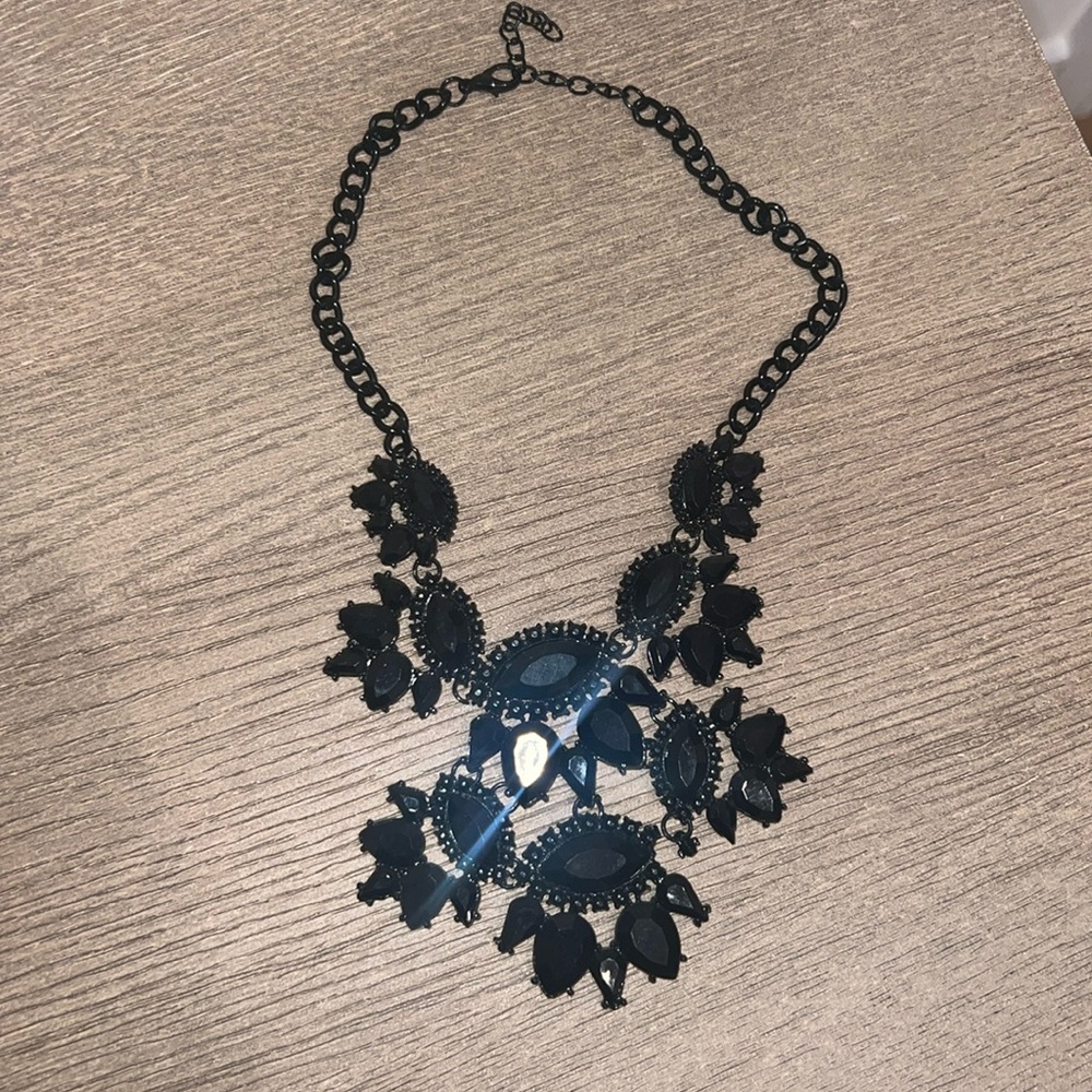 All black large statement necklace